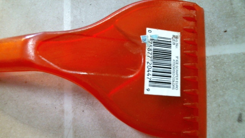 Euro ICE8 8" Ice Scraper, Hard Plastic, Orange, FREE SHIPPING