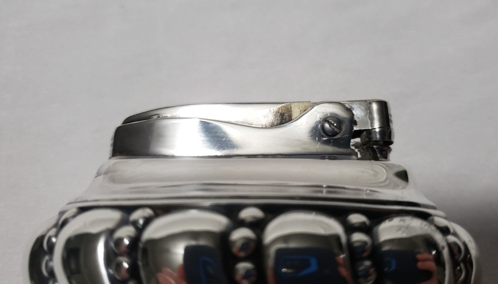 Ronson Crown Table Lighter Silver Tone Swirl Vintage Untested