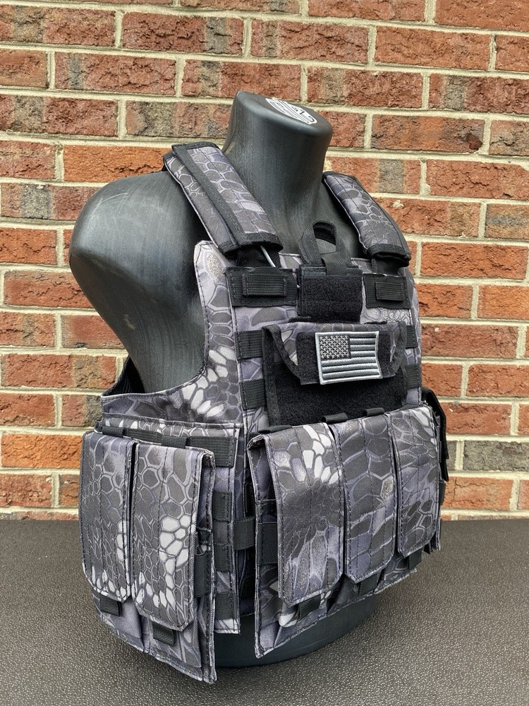 Tactical Vest Python Black Camo Camouflage Plate Carrier Military- Adjustable