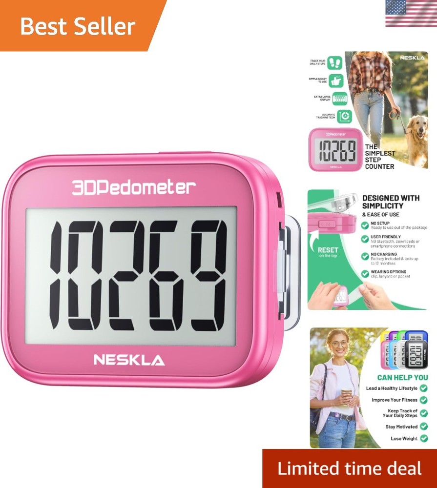 Reliable 3D Step Tracker: No Bluetooth, Just Accurate Steps and Large Display