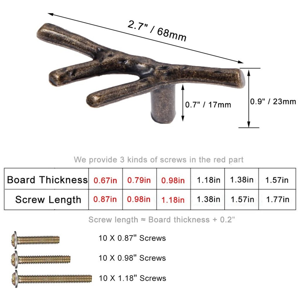 Branch Knobs Vintage Tree Twig Branch Cabinet Knobs Pull Handles,Zinc Alloy D...