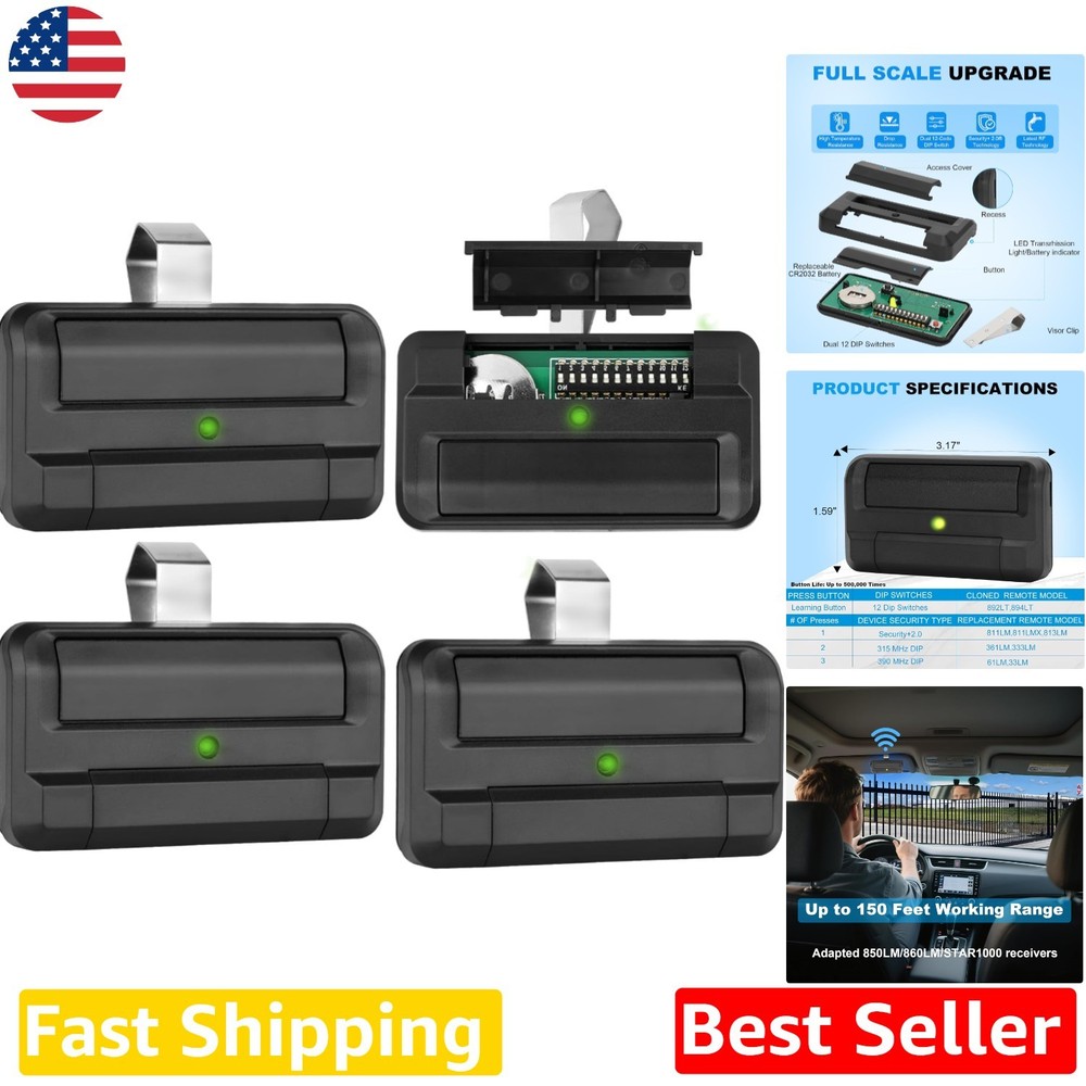 Liftmaster 811LM Gate Remote | 4-Pack | Dual DIP Security+ | 3-