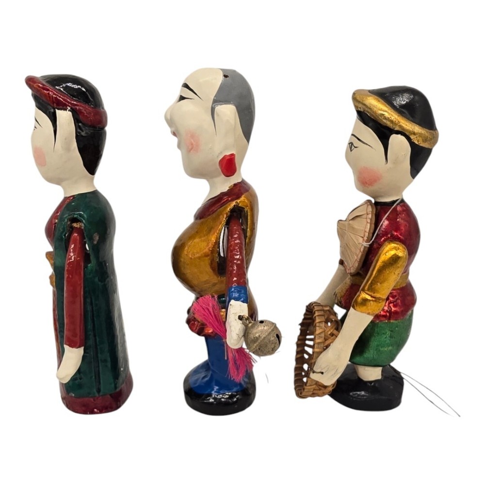 VIETNAMESE WATER PUPPETS SET OF 3 PULL STRING JOINTED