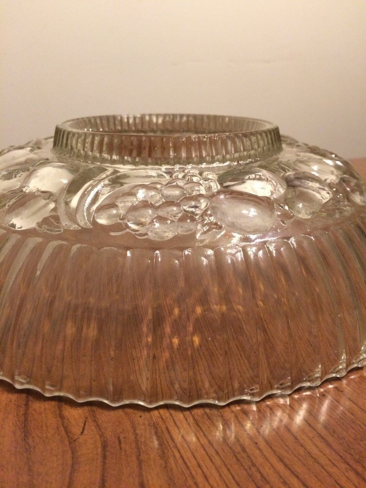 Vintage Clear Glass Fruit Pattern Heavy Dish 12" by 3 1/2"