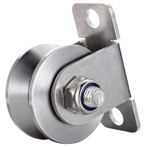 Cable Pulley 48MM Wheel Wall Mount, Bearings Inside, Stainless 1 Nut-V Type