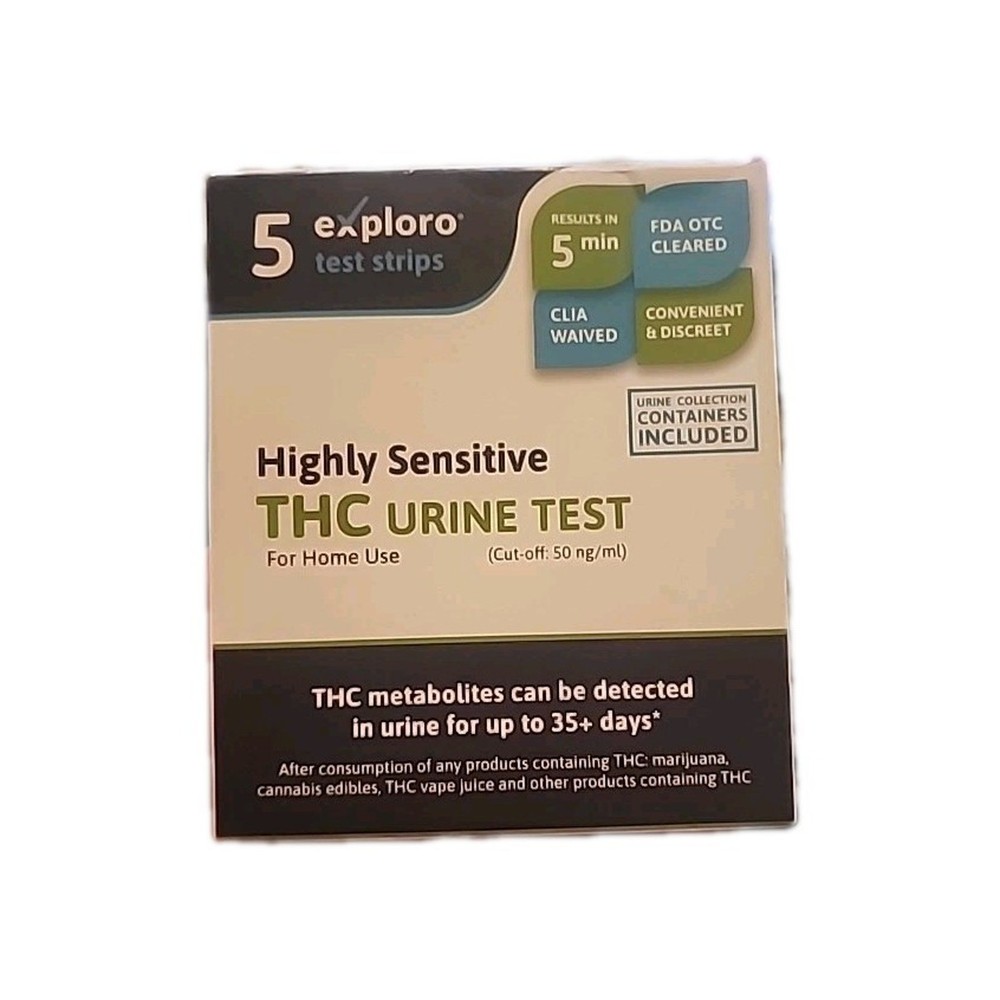 Exploro 5 Test Strips - Highly Sensitive THC Urine Test For Home Use, EXP: 7/26
