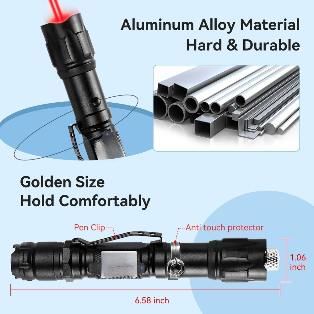 Red Laser Pointer High Power, Red Laser Pointer Indicator Light, Long Range P...