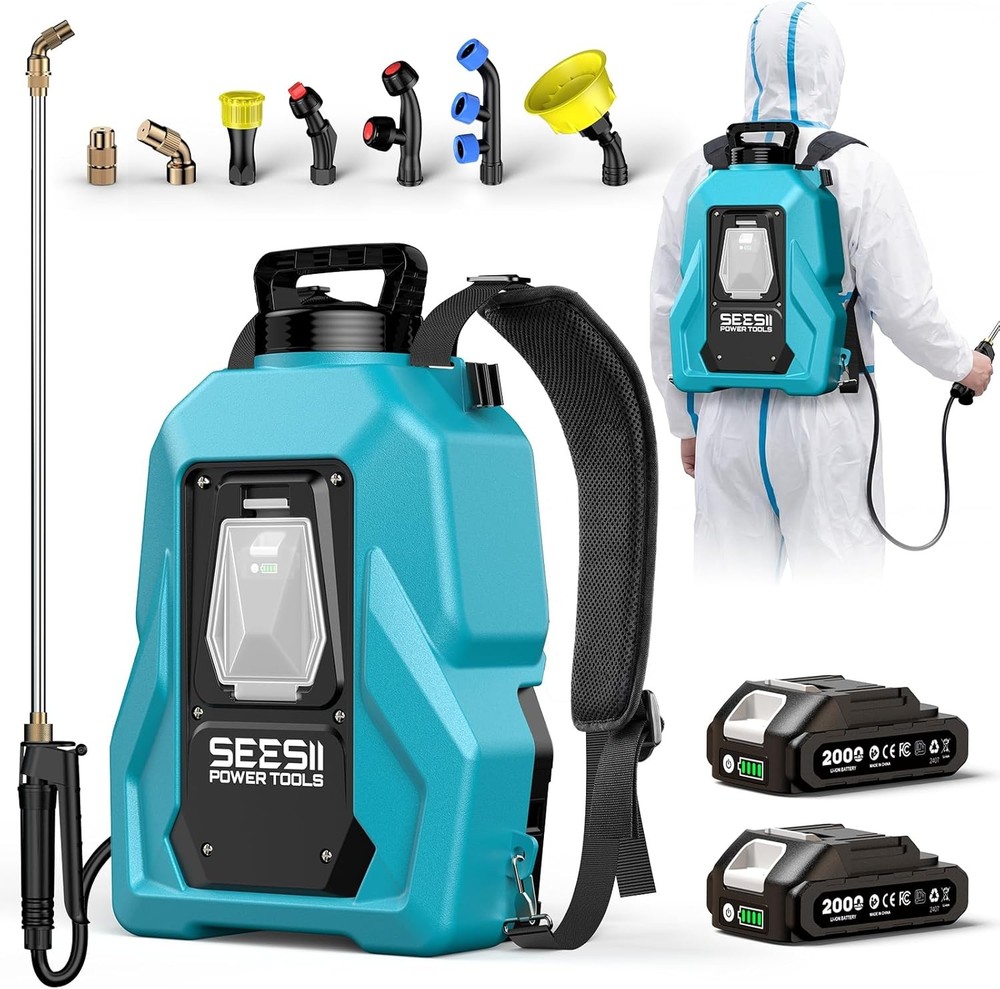 SEESII 5Gallon Battery Powered Backpack Sprayer 100PSI Adjustable Electric Spray