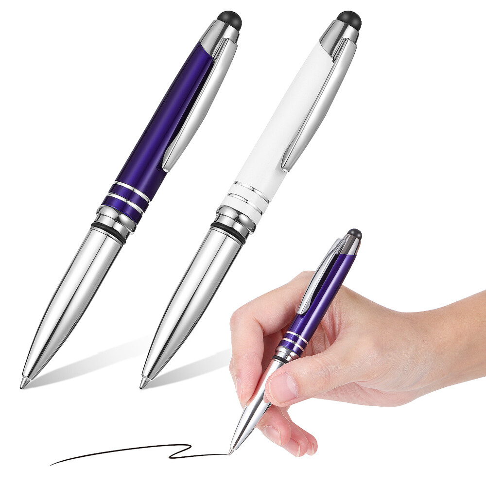 2pcs Lighted Ballpoint Pens Flashlight Writing Light Capacitive Stylus Pen