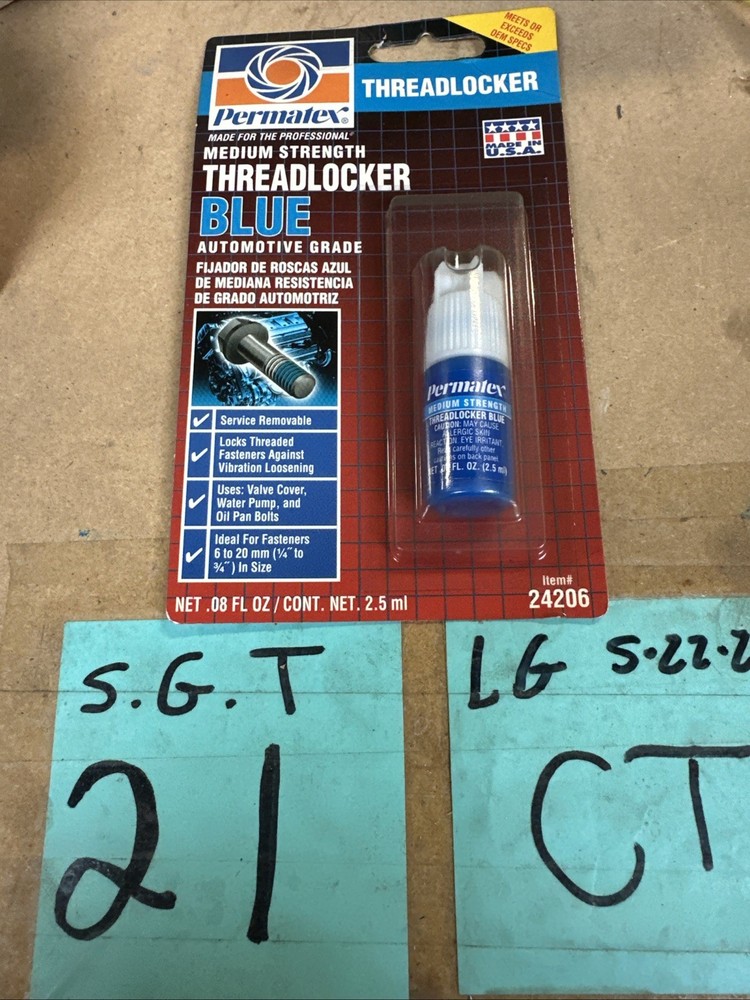 Permatex 24206 2.5 ml Blue Medium Strength Threadlocker