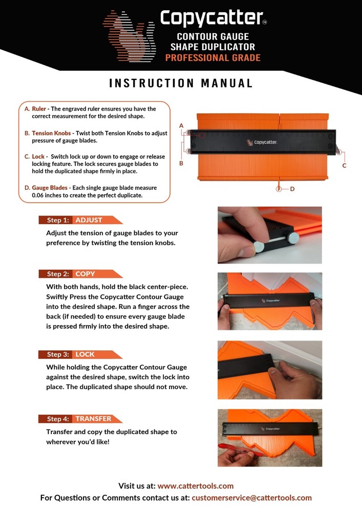 CONTOUR GAUGE PROFILE TOOL SHAPE DUPLICATOR COPY ANY SHAPE FLOORING TOOLS