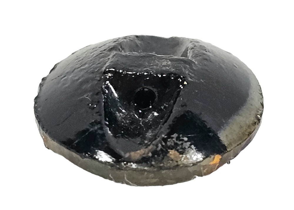 Victorian 1800s Black Glass Train Engine Button Old 11/16” Iridescent
