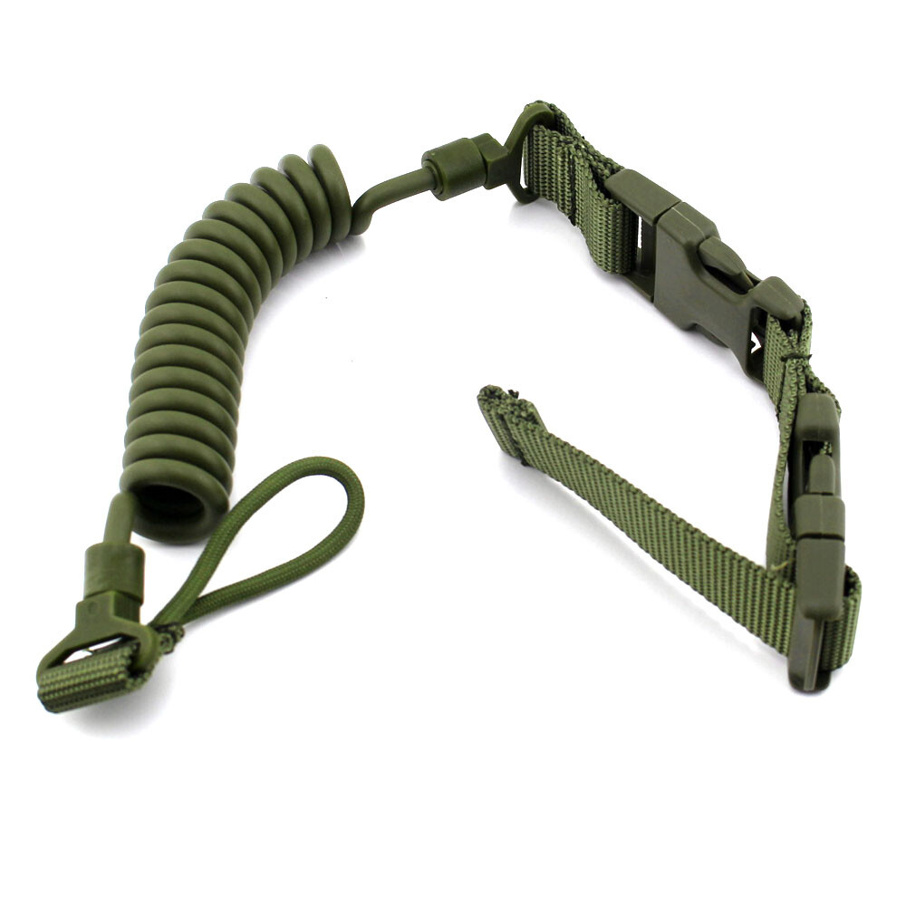 Military Tactical Pistol Lanyard Adjustable Elastic Coil Security Leash Strap US