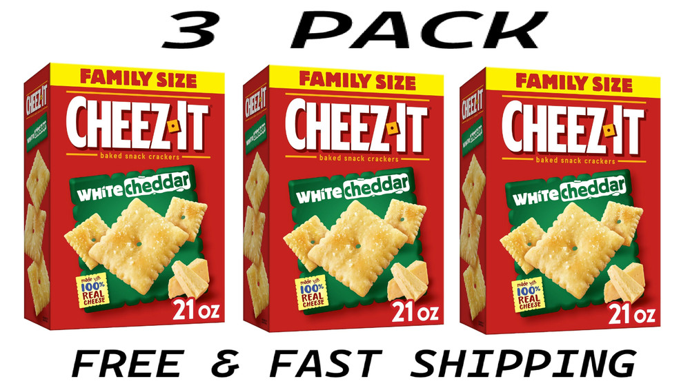 Cheez-It White Cheddar Cheese Crackers, Baked Snack Crackers, 21 oz (3 PACK)