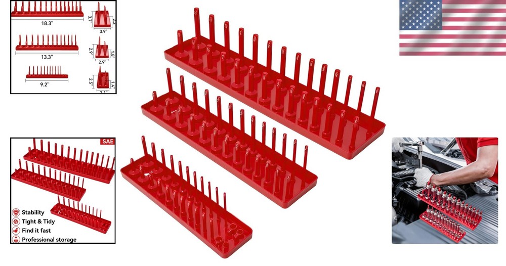 Secure Storage for SAE Sockets - 3PCS Organizer Set with Easy Mounting Option