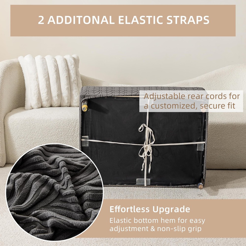 Stretch Ottoman Cover Square/Rectangle,Oversized Foot Stool Slip Cover, Jacqu...