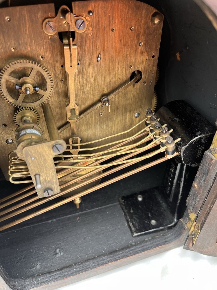 Napoleon Clock With Westminster Chime & Key In Oak Case
