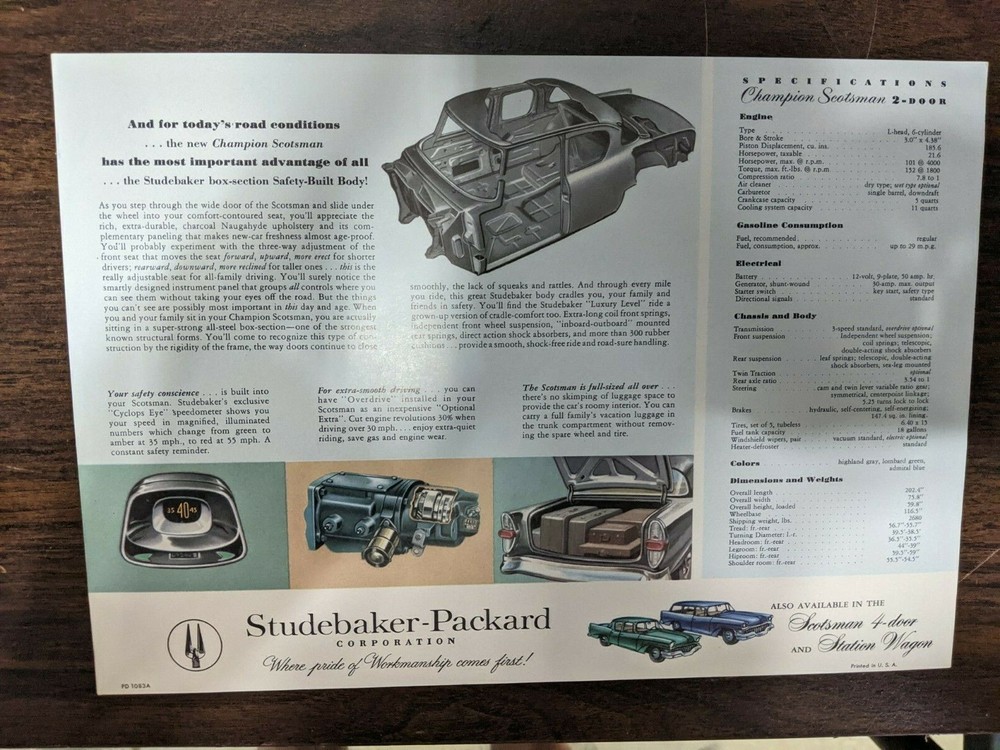 Studebaker Champion Scotsman Showroom Flyer