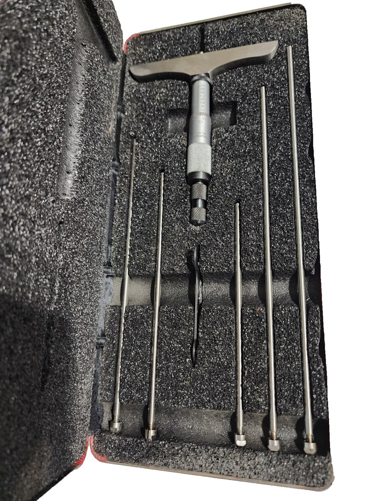 STARRETT 445Z-6RL MICROMETER Mechanical Depth Micrometer: 6'' Range, 6 Rods