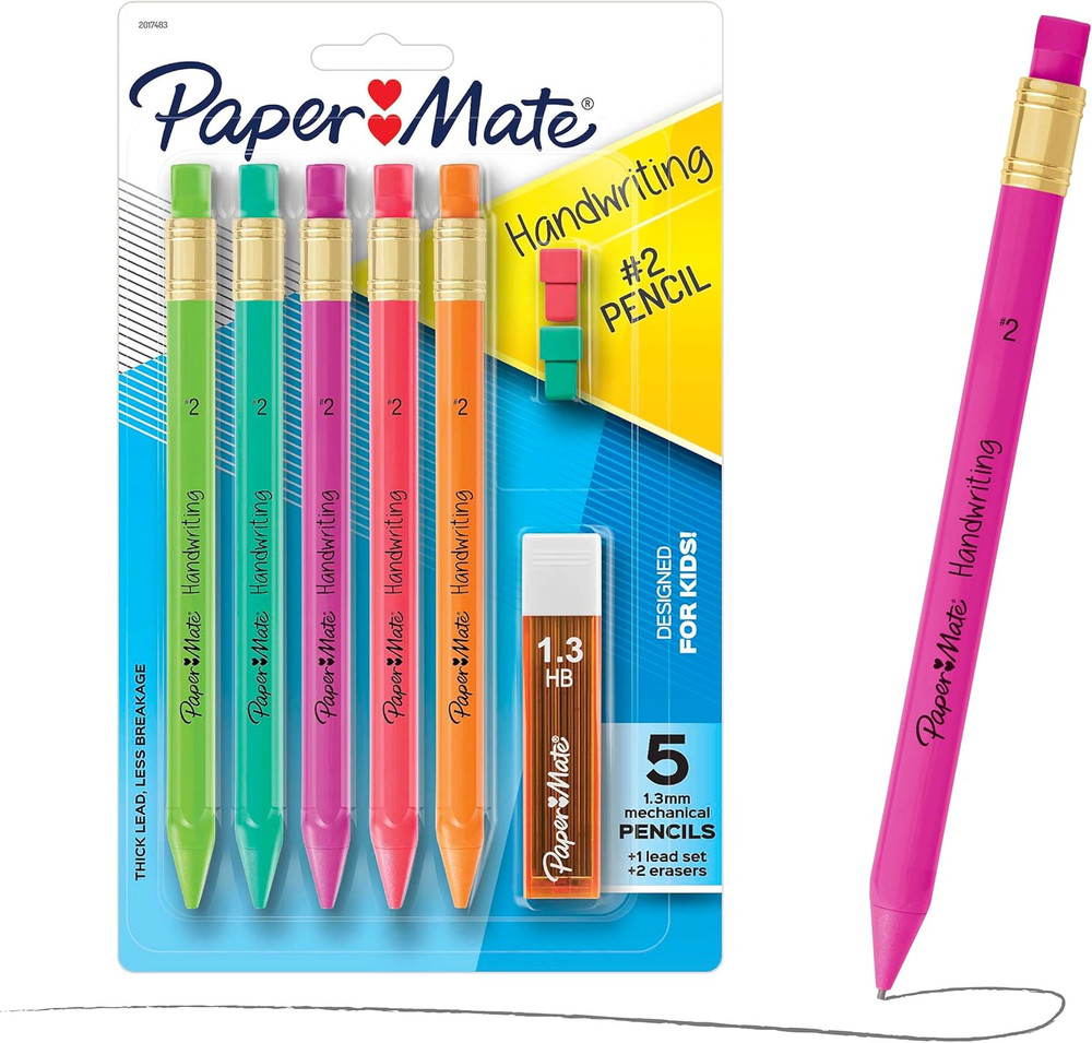 Handwriting Triangular Mechanical Pencil Set with Lead & Eraser Refills, 1.3Mm,