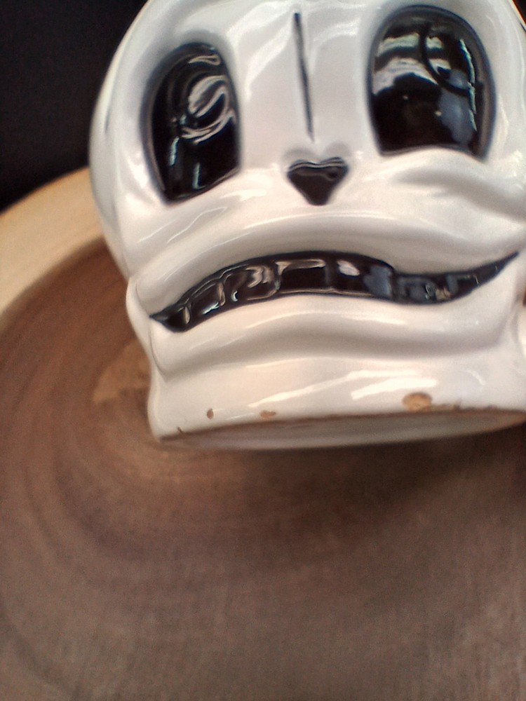 Skeleton Skull Mug by Applause Halloween Decor White Bone Handle "READ"