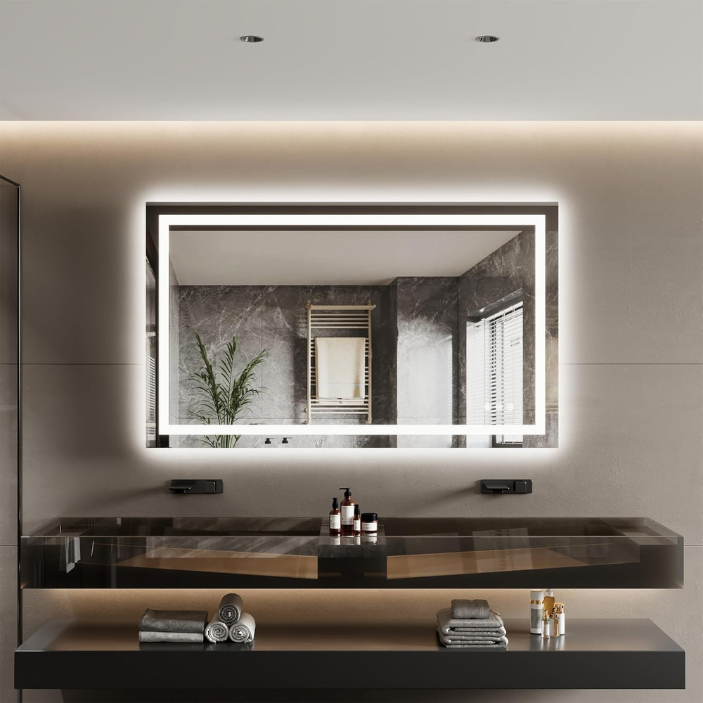 Dimmable 32" x 24" LED Bathroom Mirror with Anti-Fog & Memory Feature