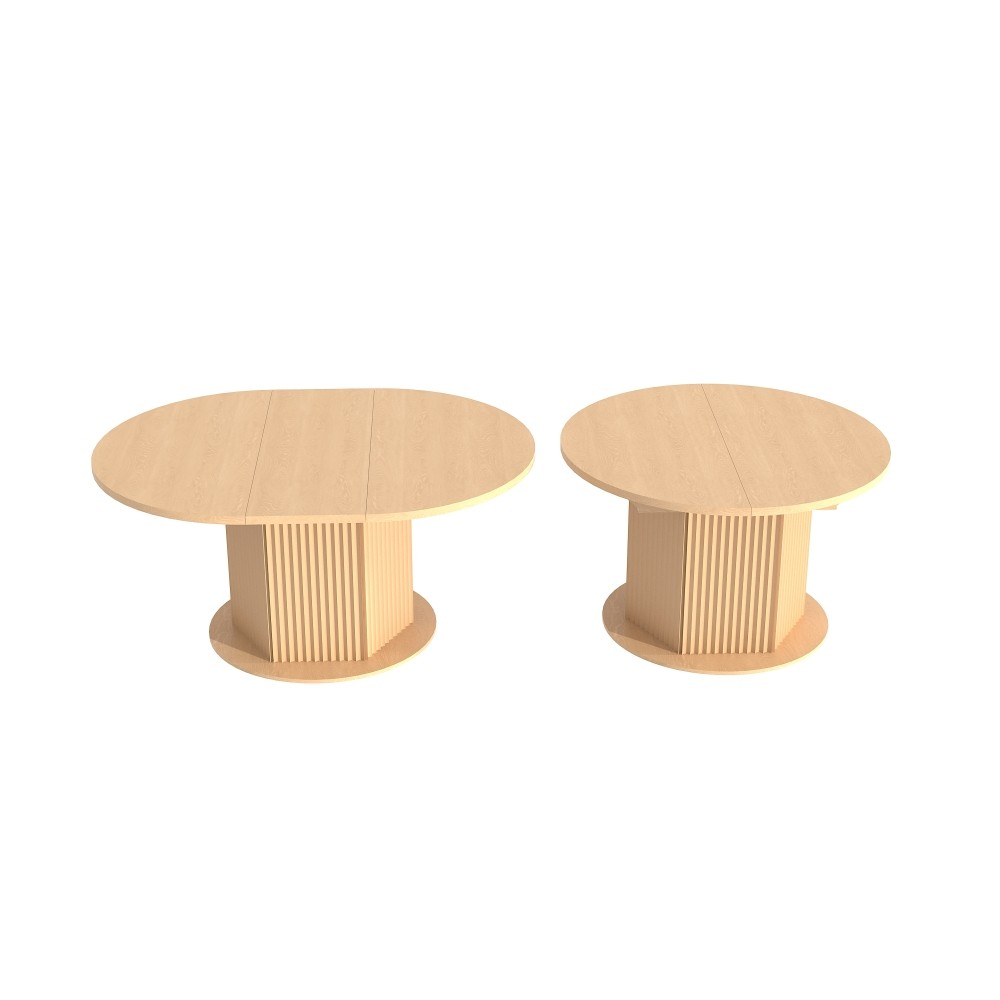 Round Extendable Dining Table for 6 MDF Wooden Kitchen Table with Hexagonal