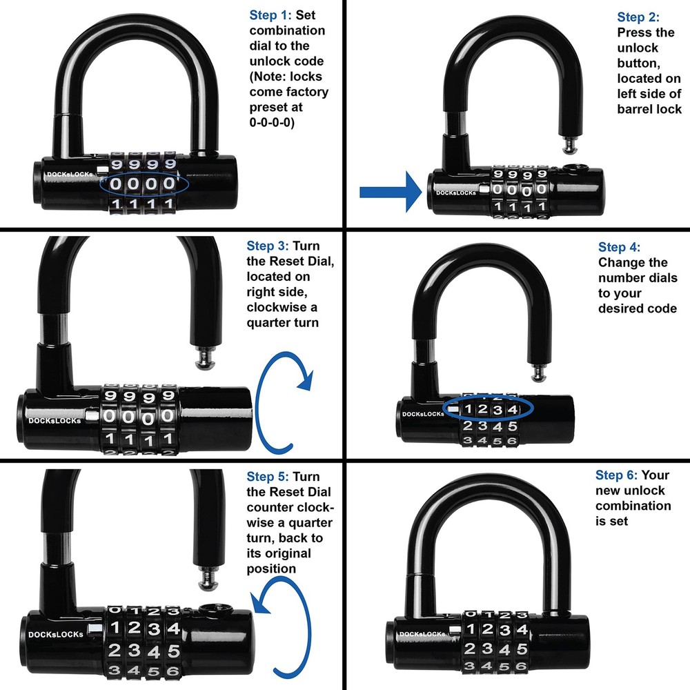 DocksLocks Security Cable Lock Set (5ft to 25ft Lengths) – 10ft, Blue