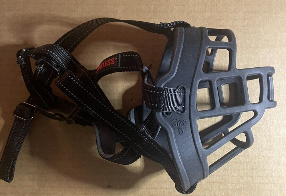 Dog Muzzle, Soft Silicone Basket Muzzle for Dogs, Allows Panting and Drinking