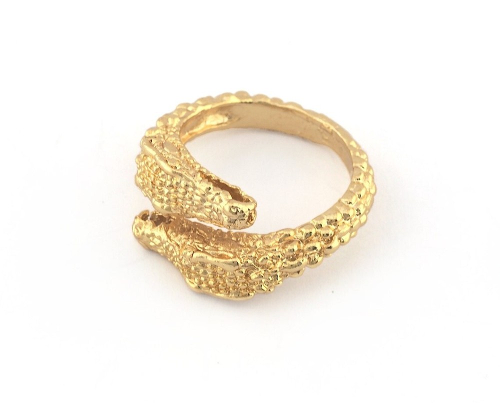 Dragon, Ring Adjustable Shiny gold plated brass 8US size 5229