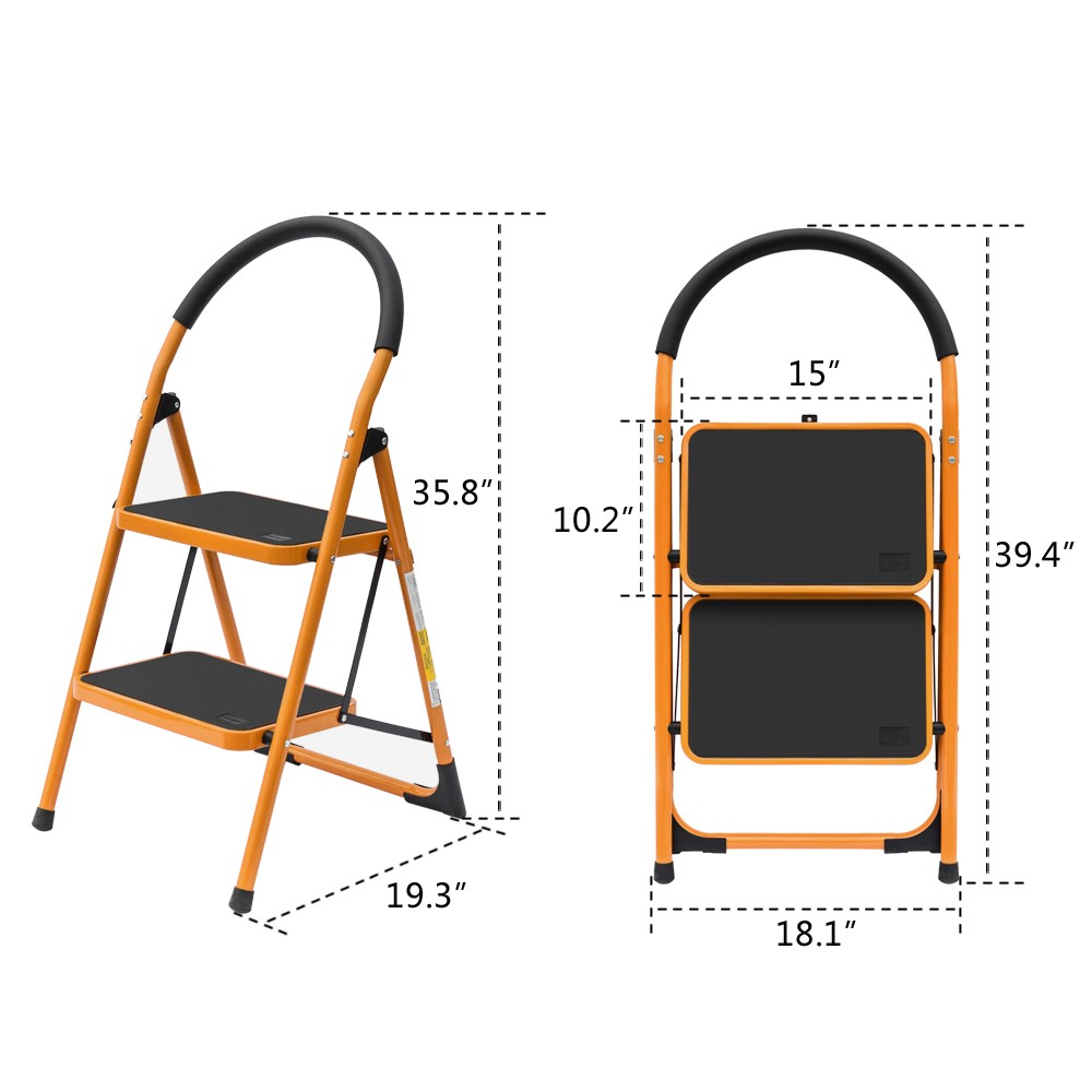 New Practical Non-slip 2 Step Ladder Folding Steel Step Stool 330 Lbs Capacity