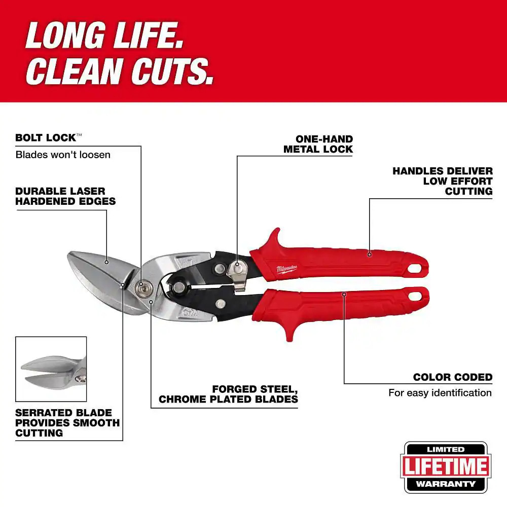 MILWAUKEE Left and Right Offset Aviation Snips (2-Pack)