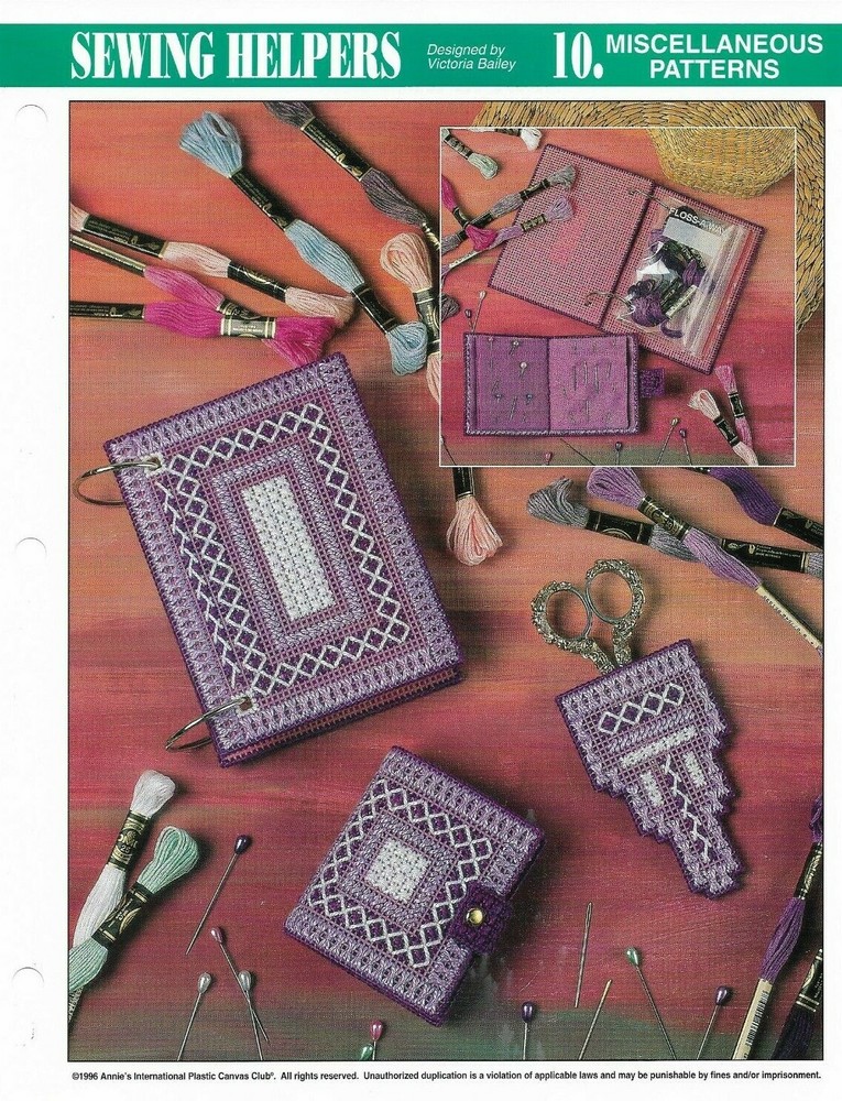 NEW 3 SEWING HELPERS NEEDLE CASE ANNIE'S PLASTIC CANVAS PATTERN INSTRUCTIONS