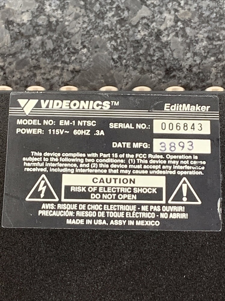 Videonics Model EM-1 NTSC Video Edit Maker EUC WORKS