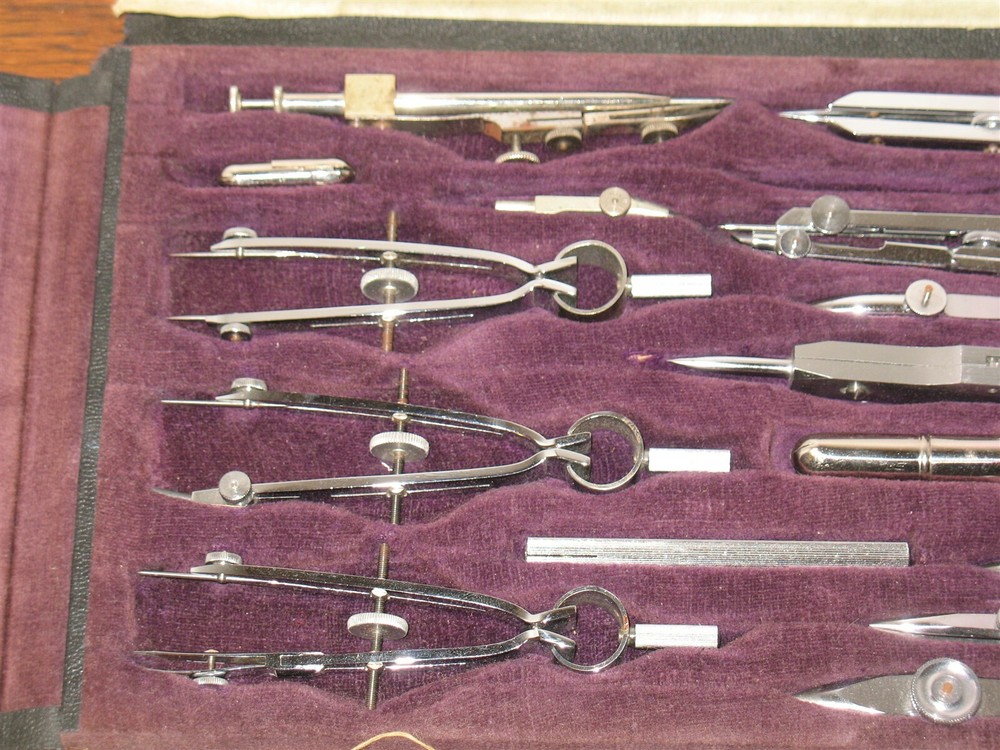 Vtg Hago Co #630 16 Piece Drafting Engineering Tools Compass Case Set W Germany