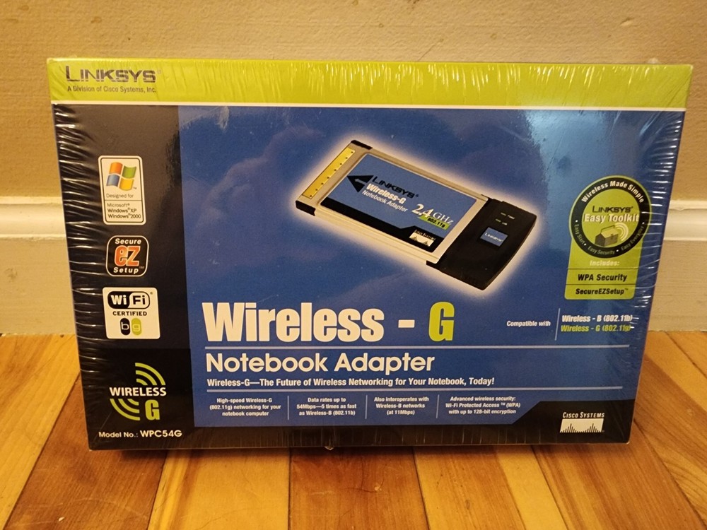 New Sealed LINKSYS WIRELESS G NOTEBOOK ADAPTER MODEL WPC54G Computer Hardware