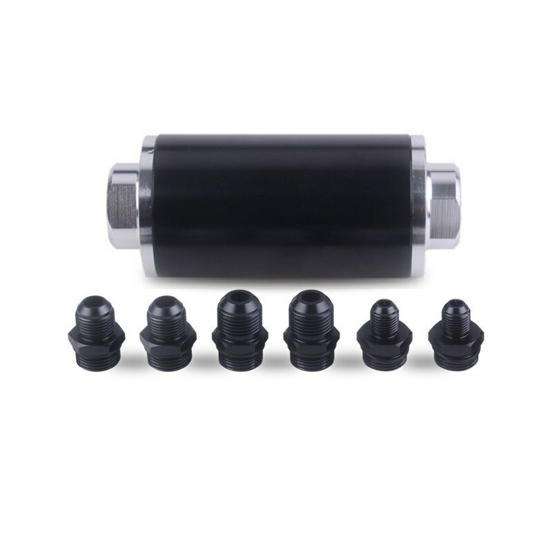 High Flow Inline Fuel Filter 100 Micron Cleanable 6AN 8AN 10AN Adapter Universal