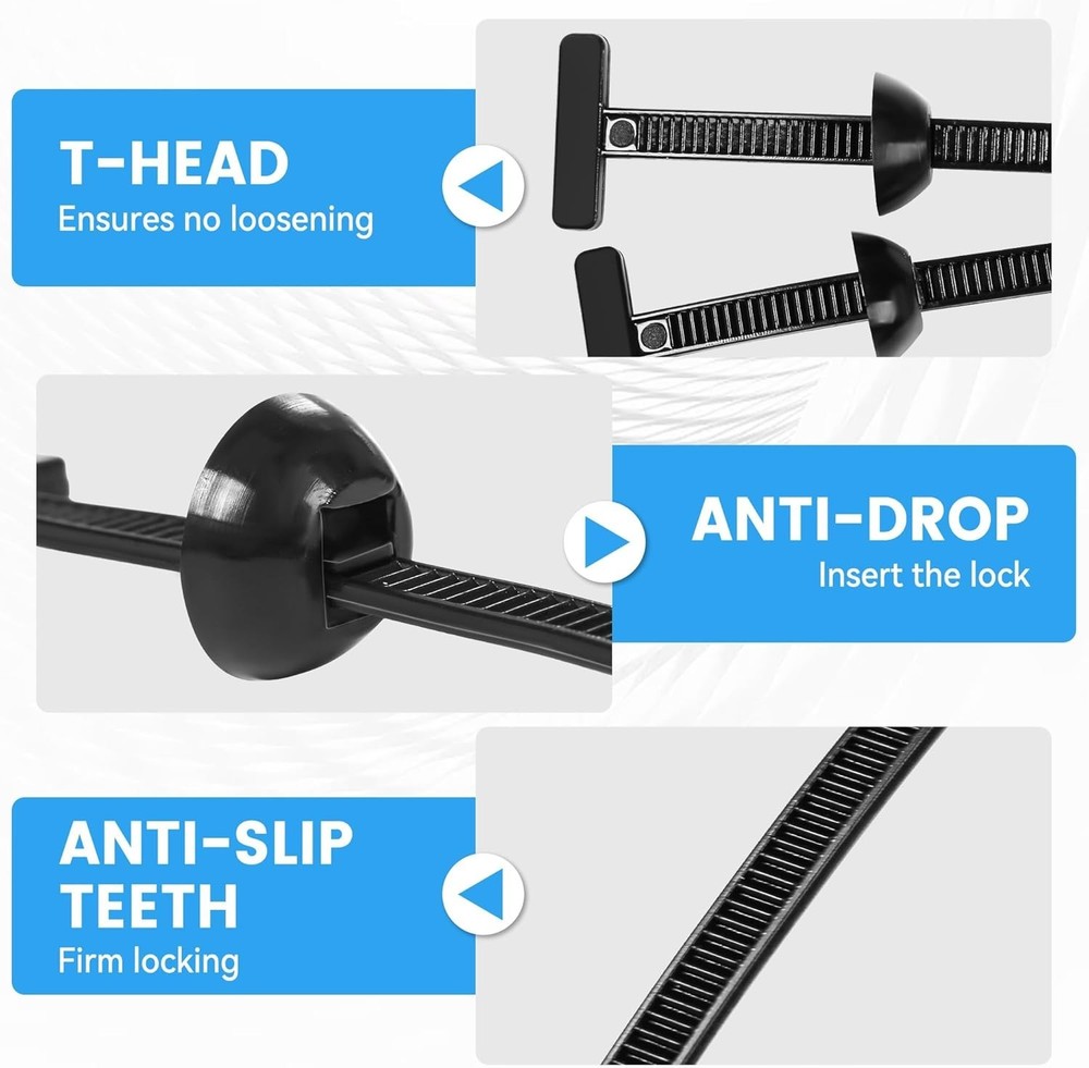 High-Strength Nylon Zip Tie Clips - 50 Pack for Versatile Fastening Solutions