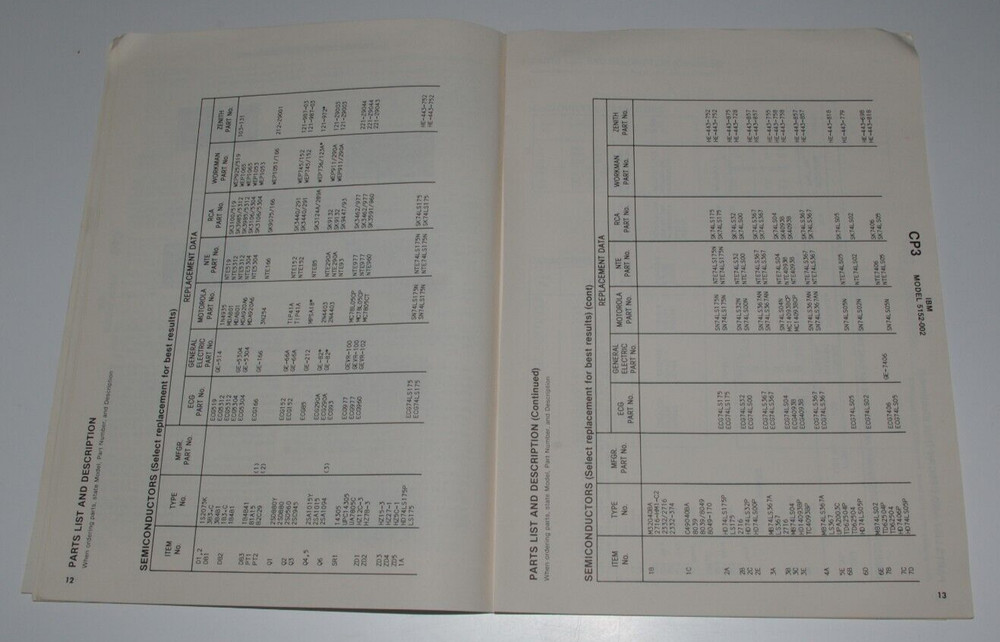 SAMS Computer Facts CP3 IBM Printer Model 5152-002 Technical Service Data