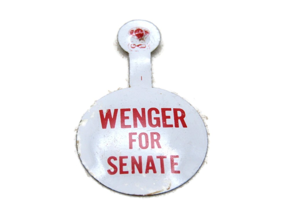 Wenger For Senate Fold Over Pin White & Red