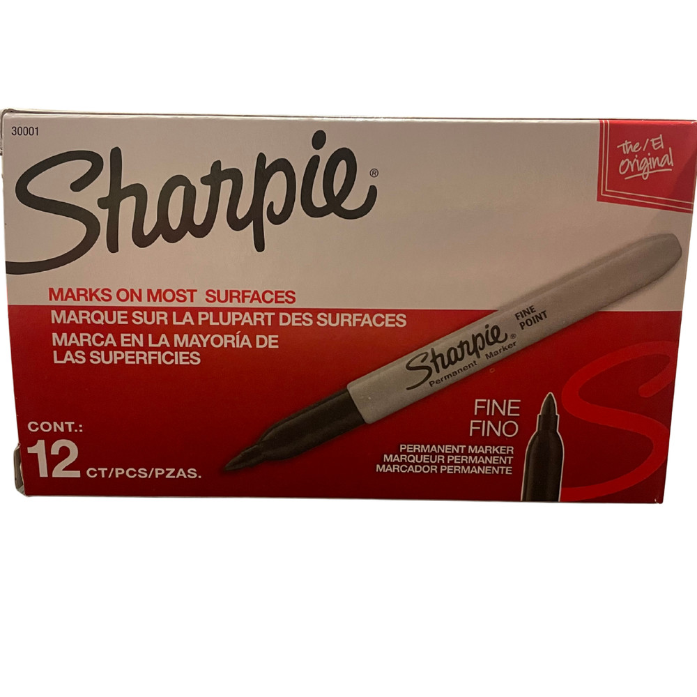 Sharpie Fine Point Permanent Markers, Black - 12 Count