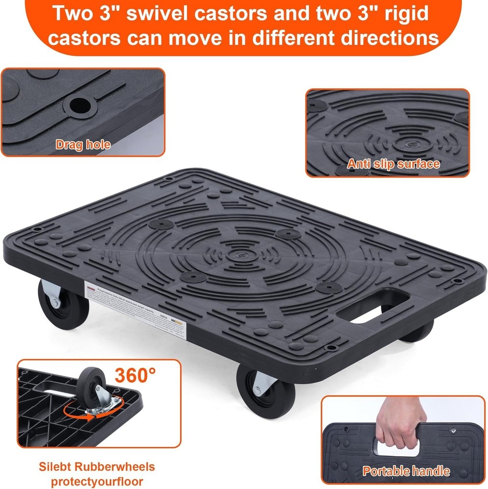Lightweight Polypropylene Dolly - 200 lb Capacity for Effortless Moving