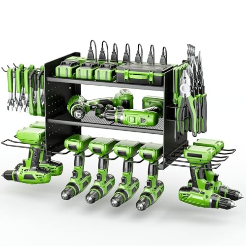 Power Tool Organizer, 3 Layer 8 Drill Holder Wall Mount, Tool Shelf and