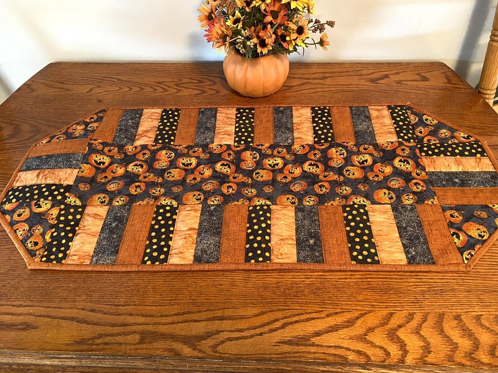 Pumpkin Table Runner, Handmade Table Decor, 15” x 33”