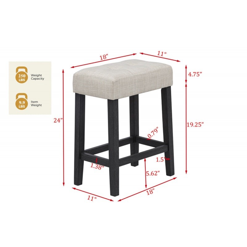 Black/Beige Polyester Counter Height Stools , Dining Room Kitchen Backless Bar