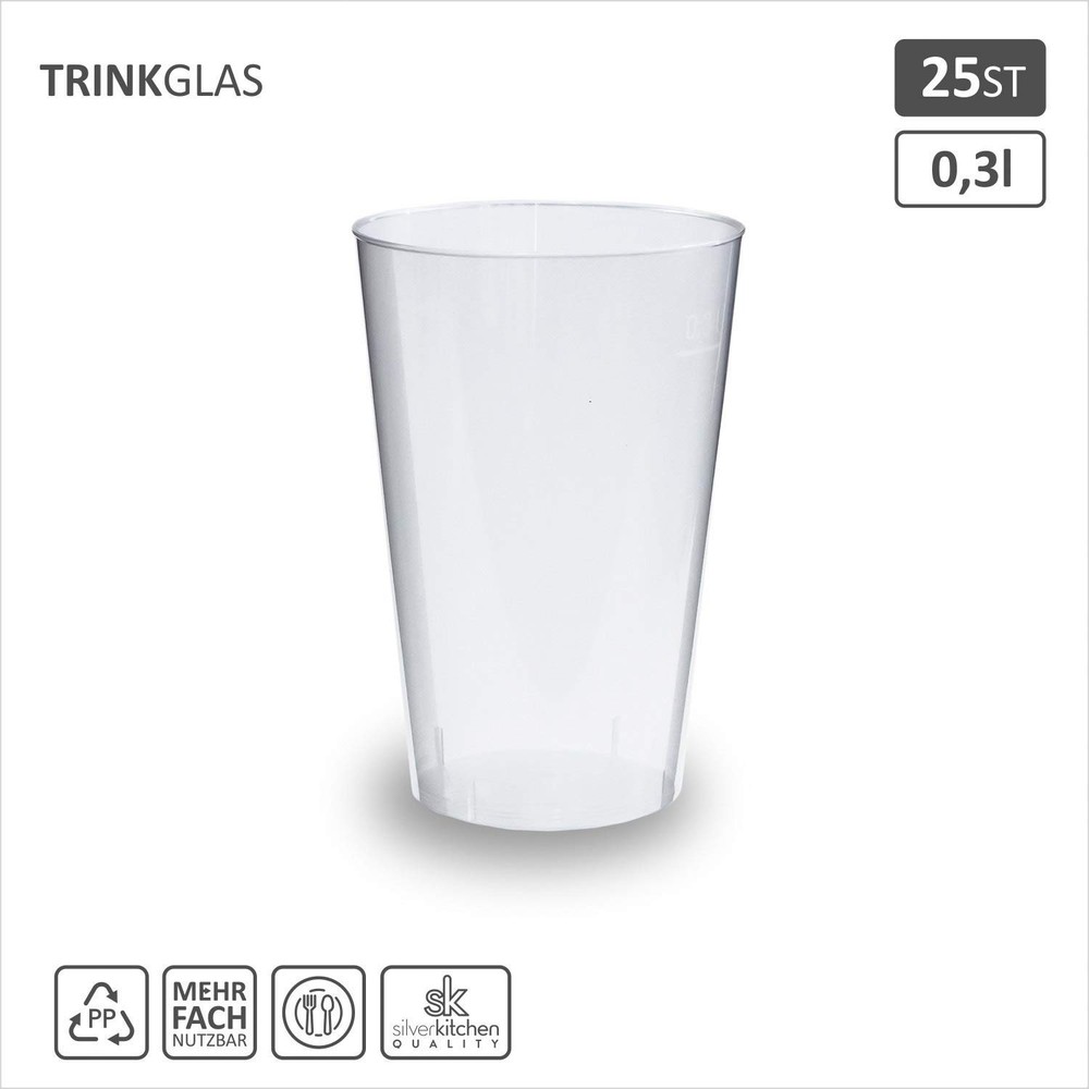 silverkitchen Polypropylene (PP) 250 ml 25 Stück (1er Pack), Transparent