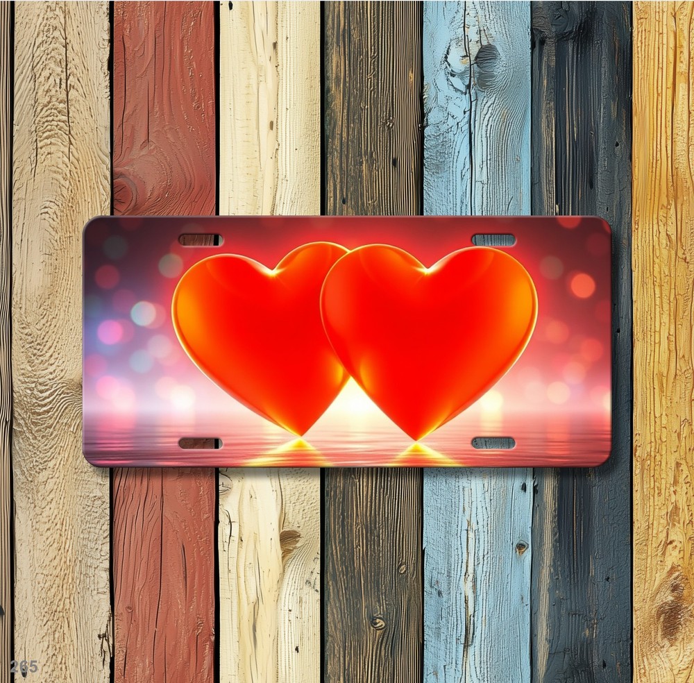 Vibrant Two Hearts Design Personalized Name License Plate Editable Gift