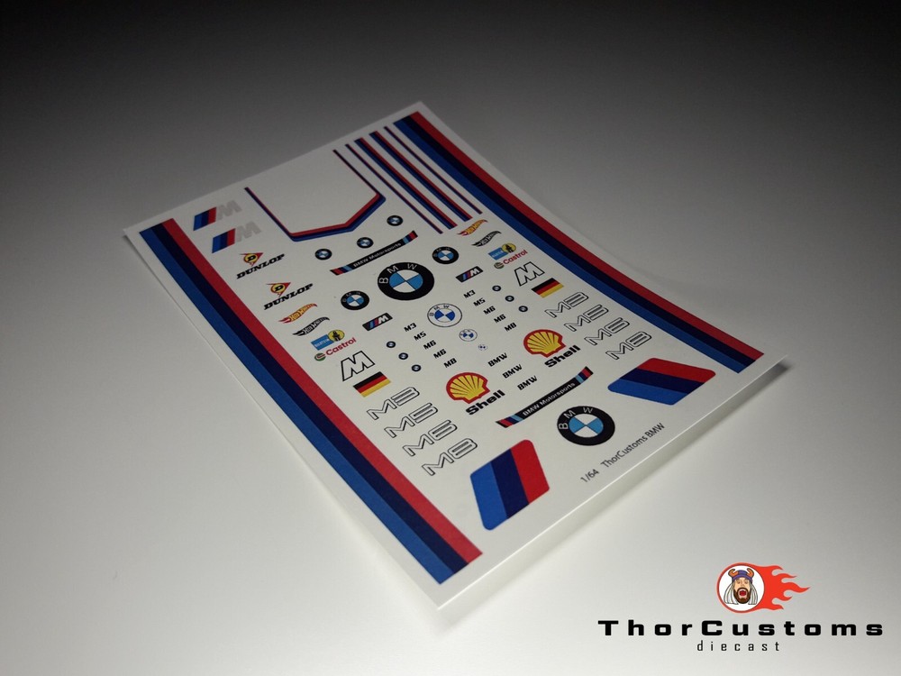 NEW! BMW - Water-Slide Decals clear 1/64 scale.
