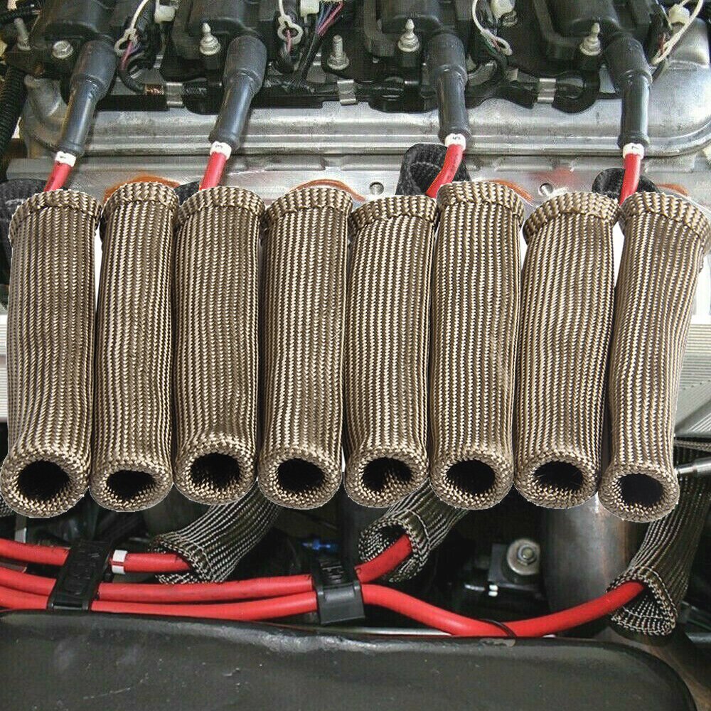 8pcs 2500 Degree Spark Plug Wire Boots Heat Shield Protector Sleeve Cover NEW