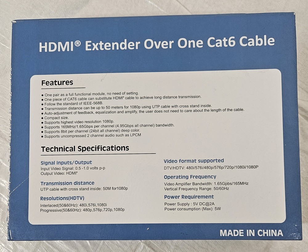 Cable Matters HDMI Extender over 1 CAT6 Cable - Transmitter & Receiver Open Box
